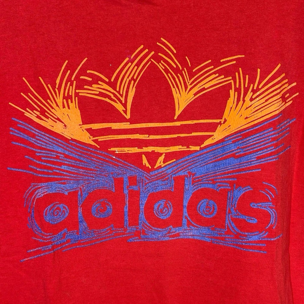Adidas Shirt Men's Medium Red Trefoil Made In USA Single Stitch Vintage